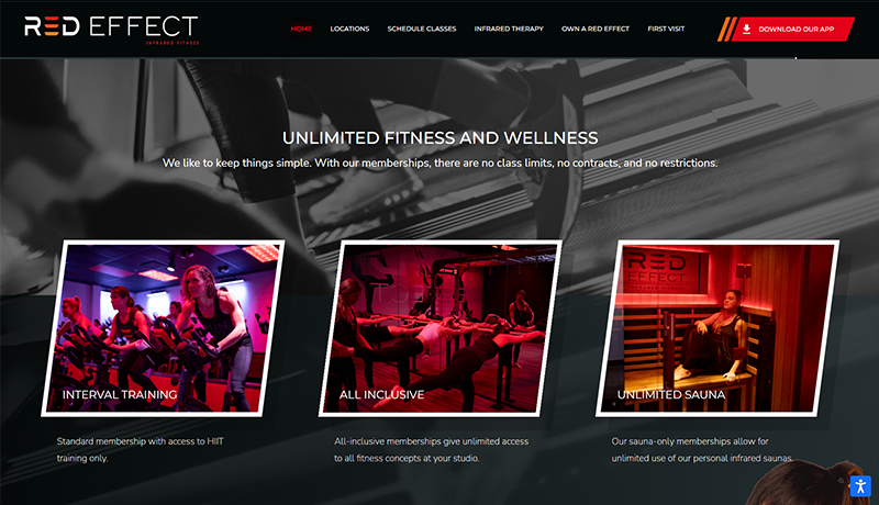 Red Effect Infrared Fitness uses BreakoutADA website accessibility.
