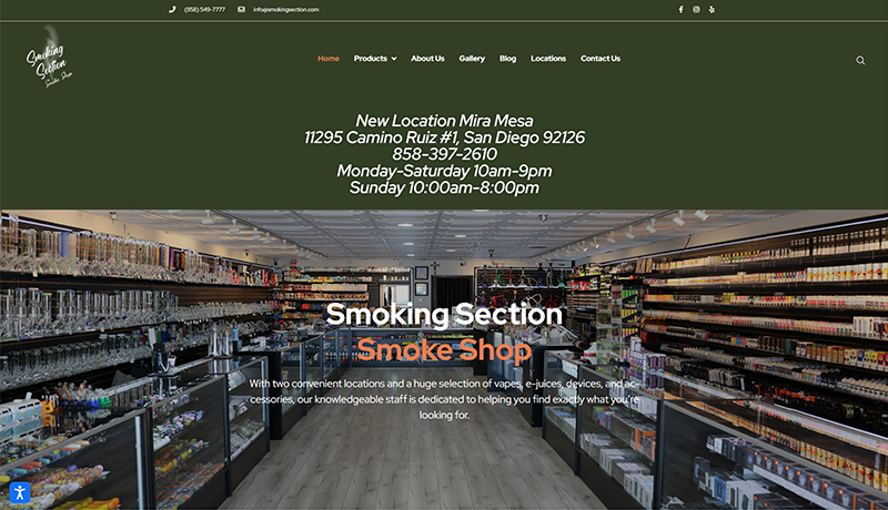 San Diego Smoke Shop uses BreakoutADA website accessibility.